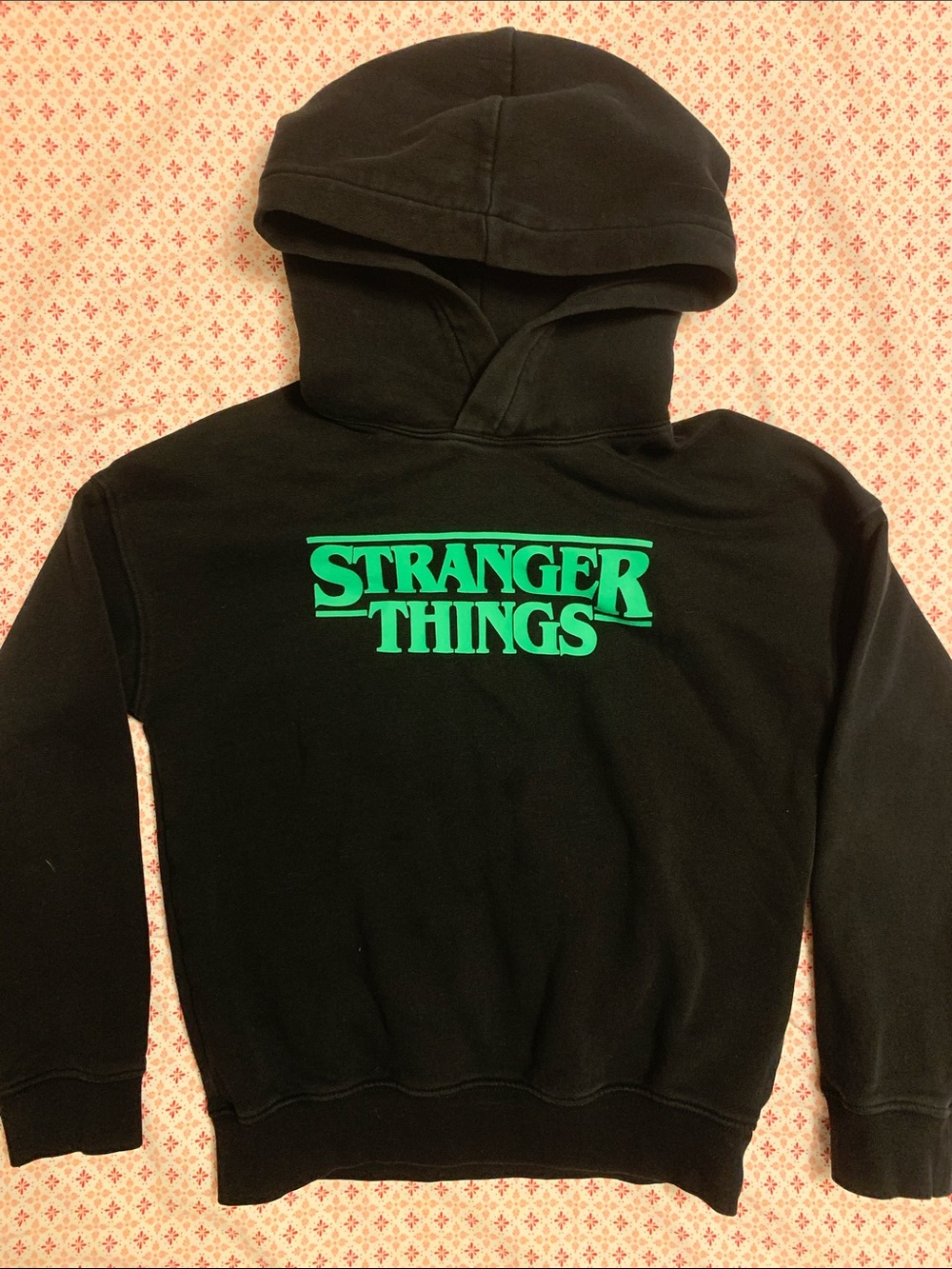 H&M Black Hoodie Green 'Stranger Things' Logo Demogorgon